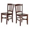 Contemporary Home Living Set of 2 Walnut Color Slat Back Design Wood Chair 34.5"